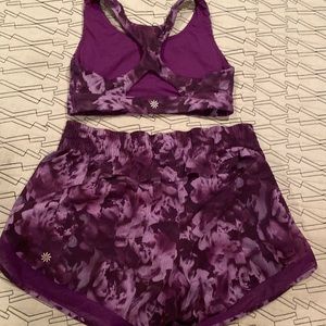 Athleta mesh racer shorts and matching sports bra